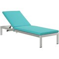 Patio Trasero Shore Outdoor Patio Aluminum Chaise with Cushions, Silver Turquoise PA1738110